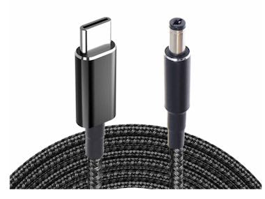 Luma كابل USB Type-C 3.1 PD مضفر إلى مقبس DC بحجم 5.5 مم - خرج 12 فولت 5 أمبير بطول 1.2 متر 100 واط مع E-Mark - أسود