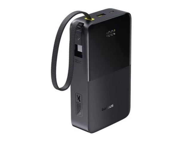 Baseus EnerFill FC51 Bipow2 Pro باور بانك بشاشة رقمية وكابل مدمج 20000 ملي أمبير 22.5 واط - أسود كوزميك