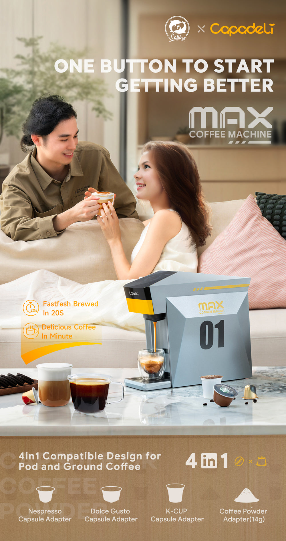 iCafilas Capadeli MAX Coffee Maker - Grey