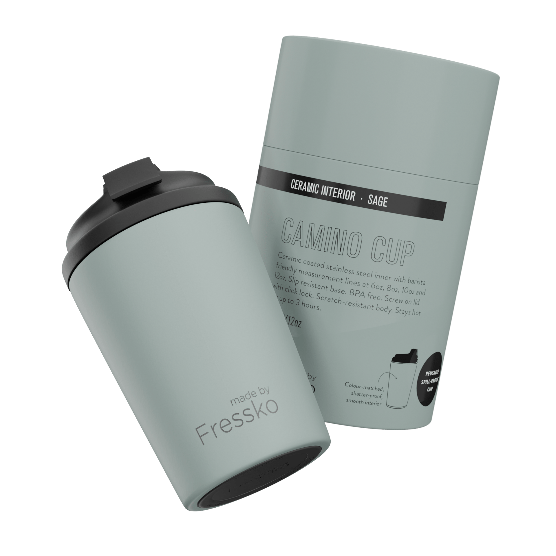 Fressko Camino 340ml / 12oz Cup - Ceramic - Sage