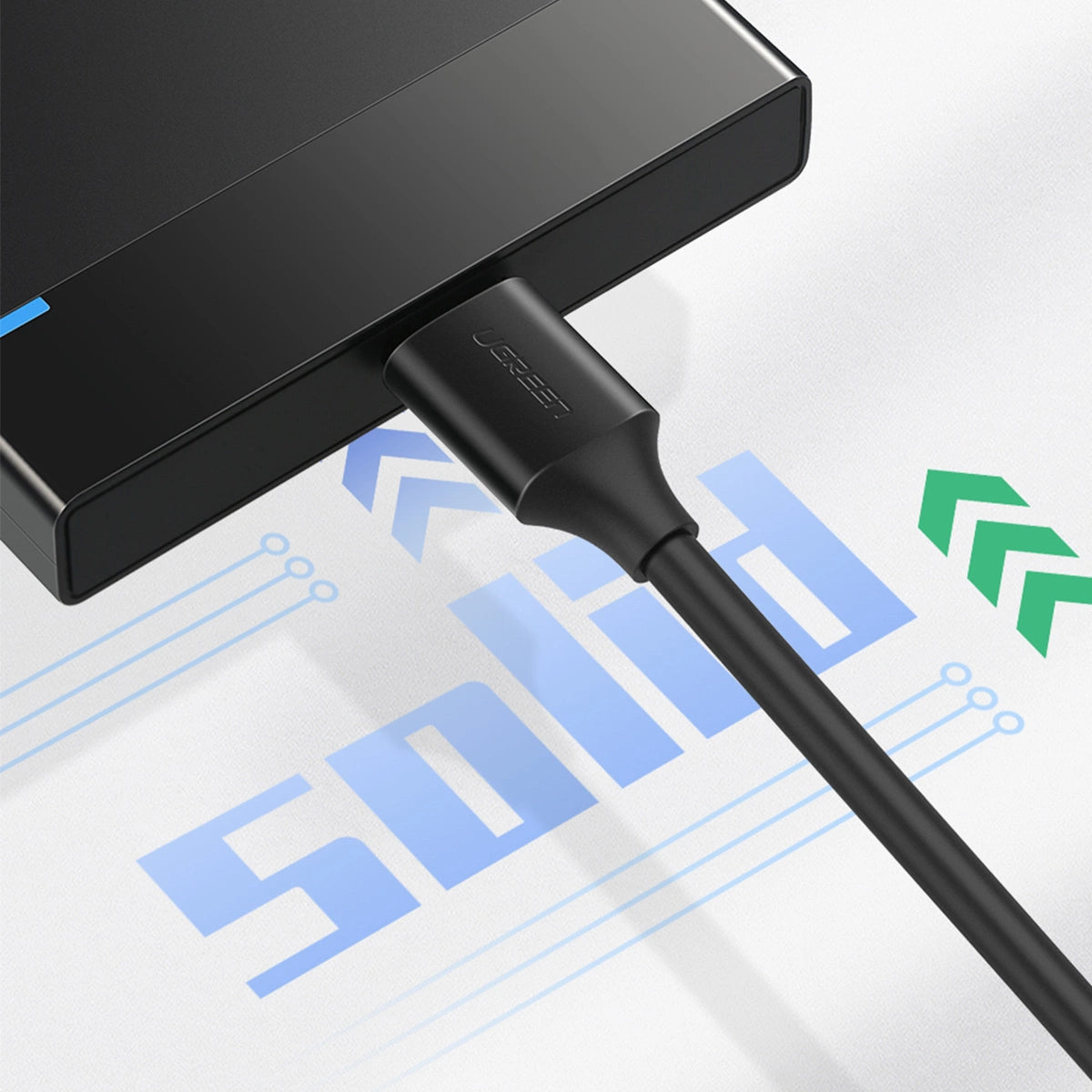 UGREEN كابل USB 3.0 من نوع A إلى Micro USB 3.0 طول 0.5 متر أسود - US130