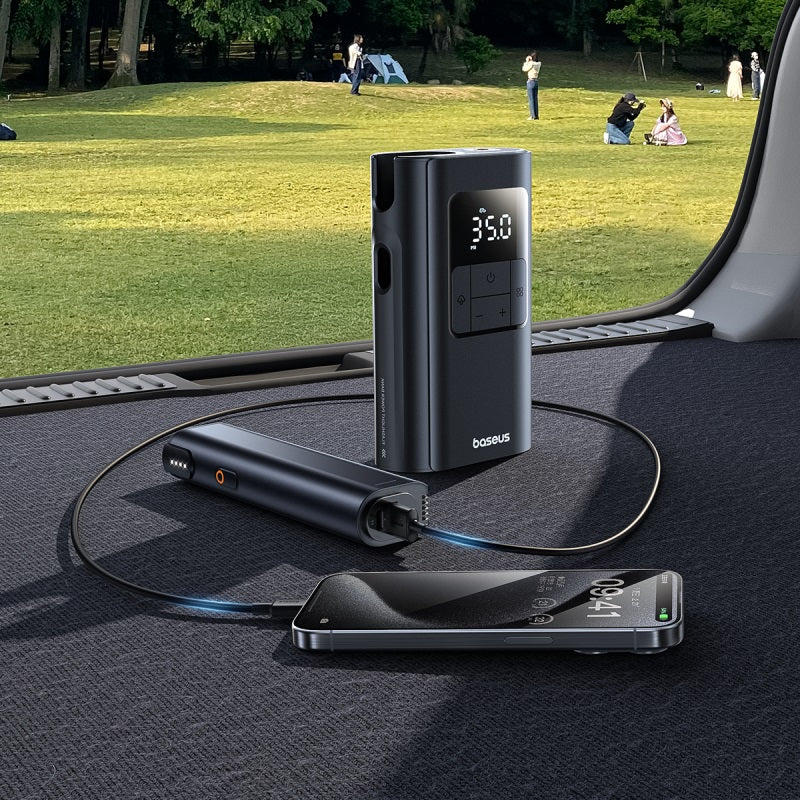 منفاخ إطارات Baseus PrimeTrip VA1 2 في 1 سلكي ولاسلكي - أسود