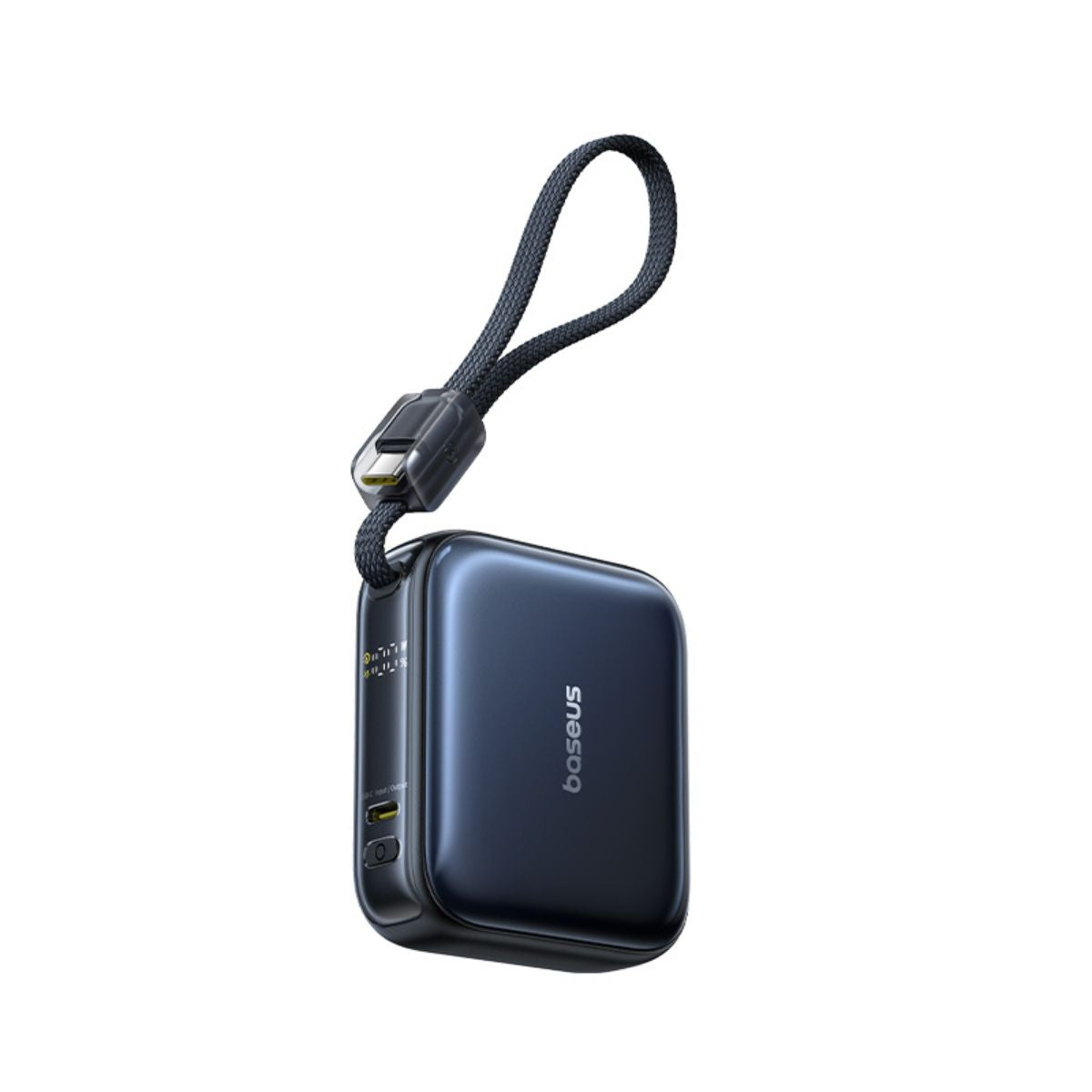 Baseus PicoGo AC22 باور بانك صغير جداً بكابل USB-C مدمج 10000 مللي أمبير 45 واط - أسود كوزمك