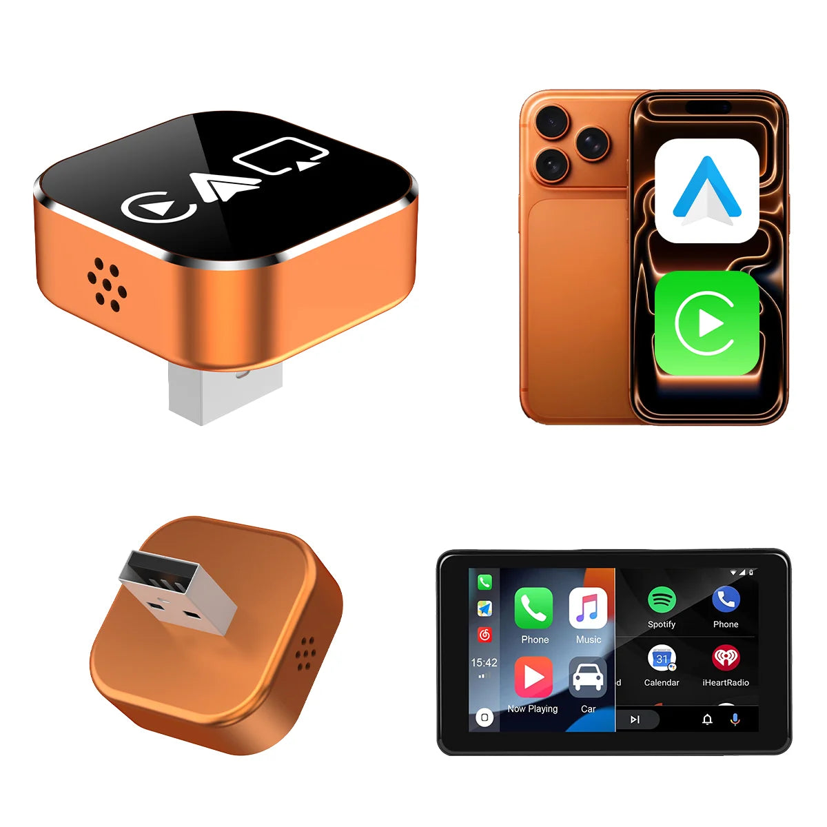JASCO Wireless CarPlay (4 in 1 Wireless Adapter) - Cosmic Orange