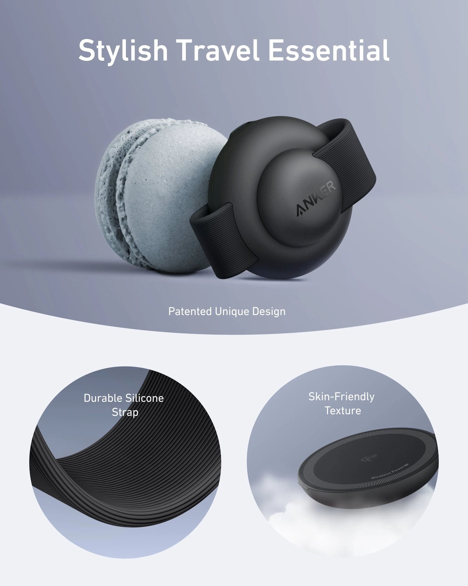 محطة شحن لاسلكية Anker MagGo (3 في 1، لوحة قابلة للطي) مع محول وكابل - أسود