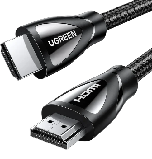 كابل HDMI 8K من UGREEN ذكر إلى ذكر مصنوع من سبائك الألومنيوم مضفر باللون الأسود بطول 2 متر HD140