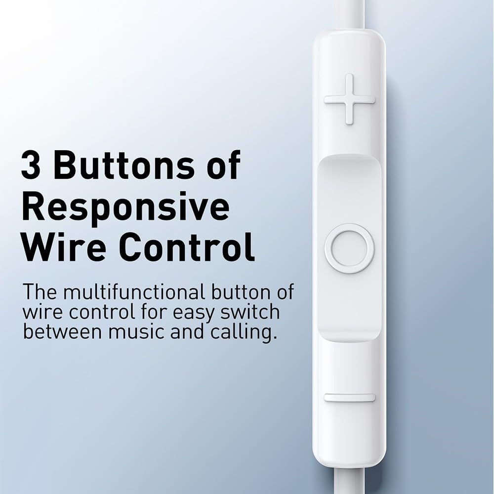 Baseus Encok CZ17 Semi-In-Ear Wired Earphones – White