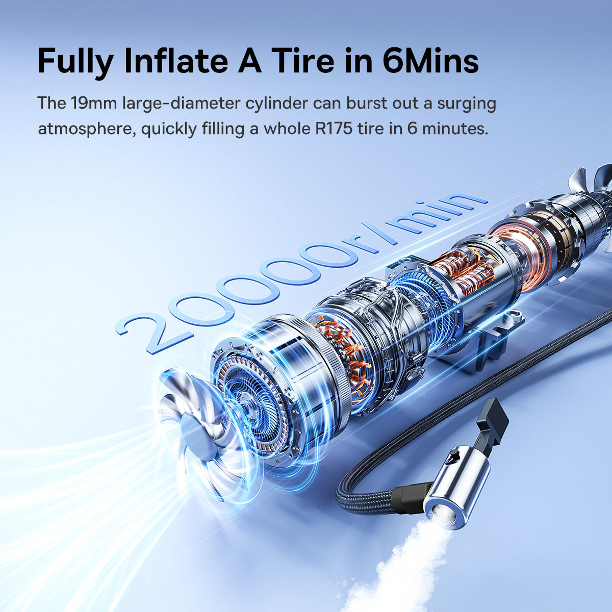 منفاخ إطارات Baseus PrimeTrip VA1 2 في 1 سلكي ولاسلكي - أسود