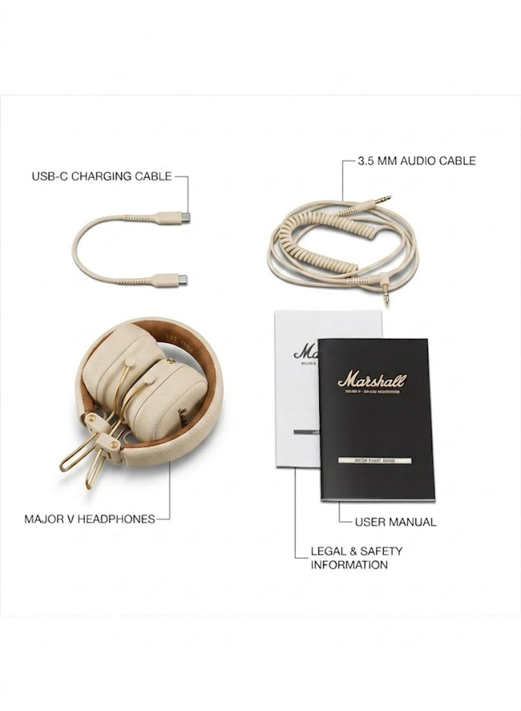 Marshall Major V Wireless Headphones-Cream - MAJORV-CRM