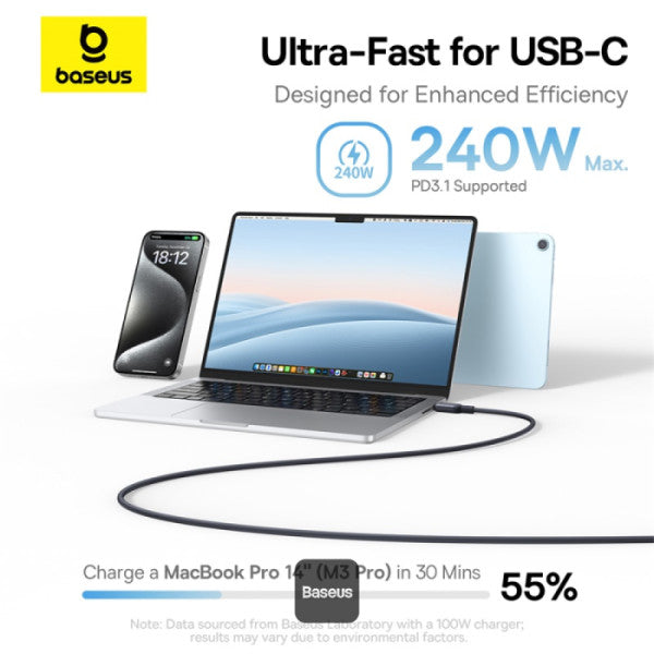 Baseus PicoGo Magnetic 1m Fast Charging USB-C to USB-C Cable 240W – Black