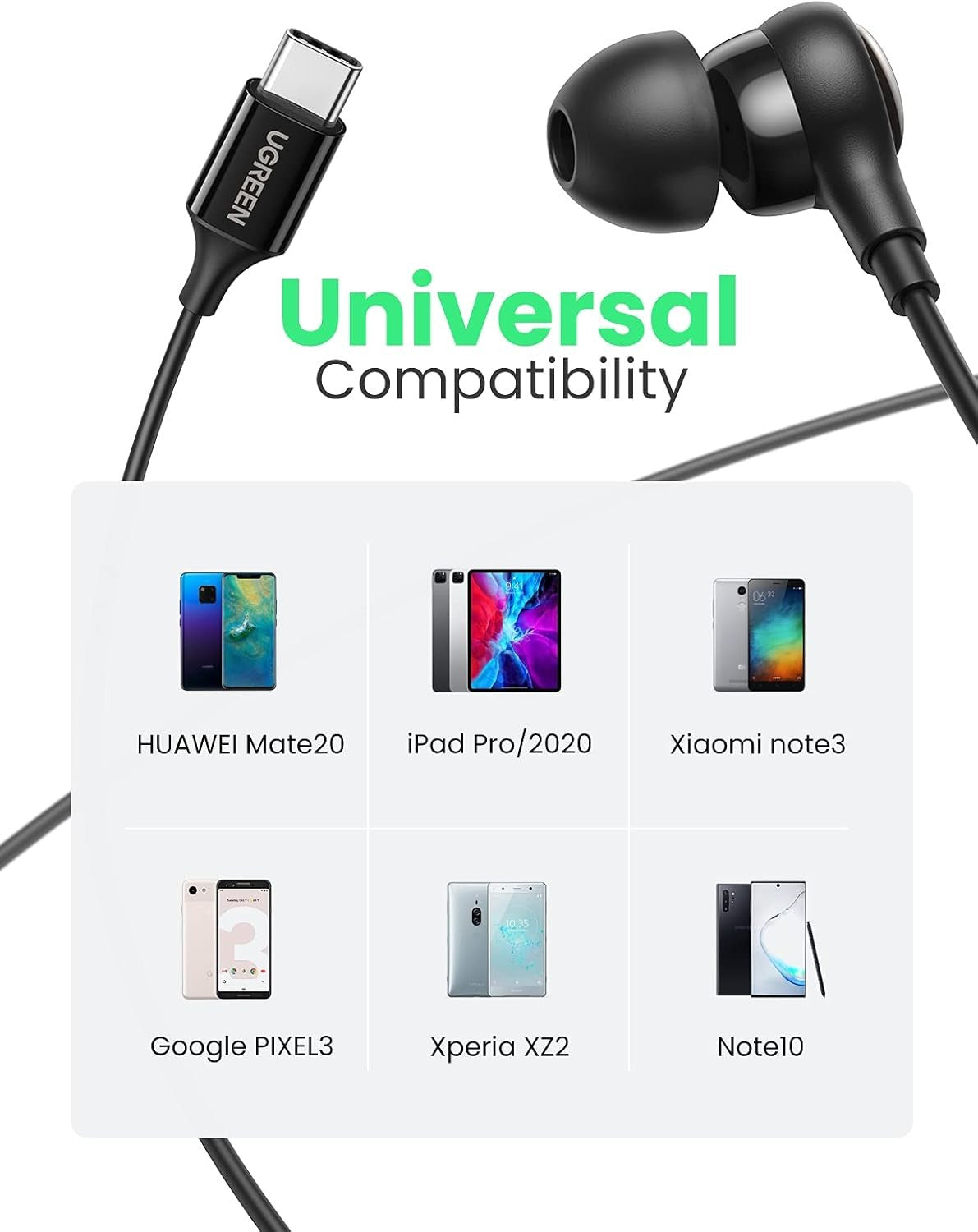 UGREEN سماعات أذن بموصل USB-C (أسود) - EP105