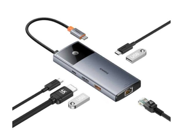 Baseus هب USB 6 في 1 Metal Gleam II - رمادي فضائي