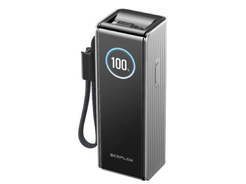 EcoFlow RAPID Power Bank (25,000mAh, 170W, 100W Built-In and Retractable Cables) - Silver