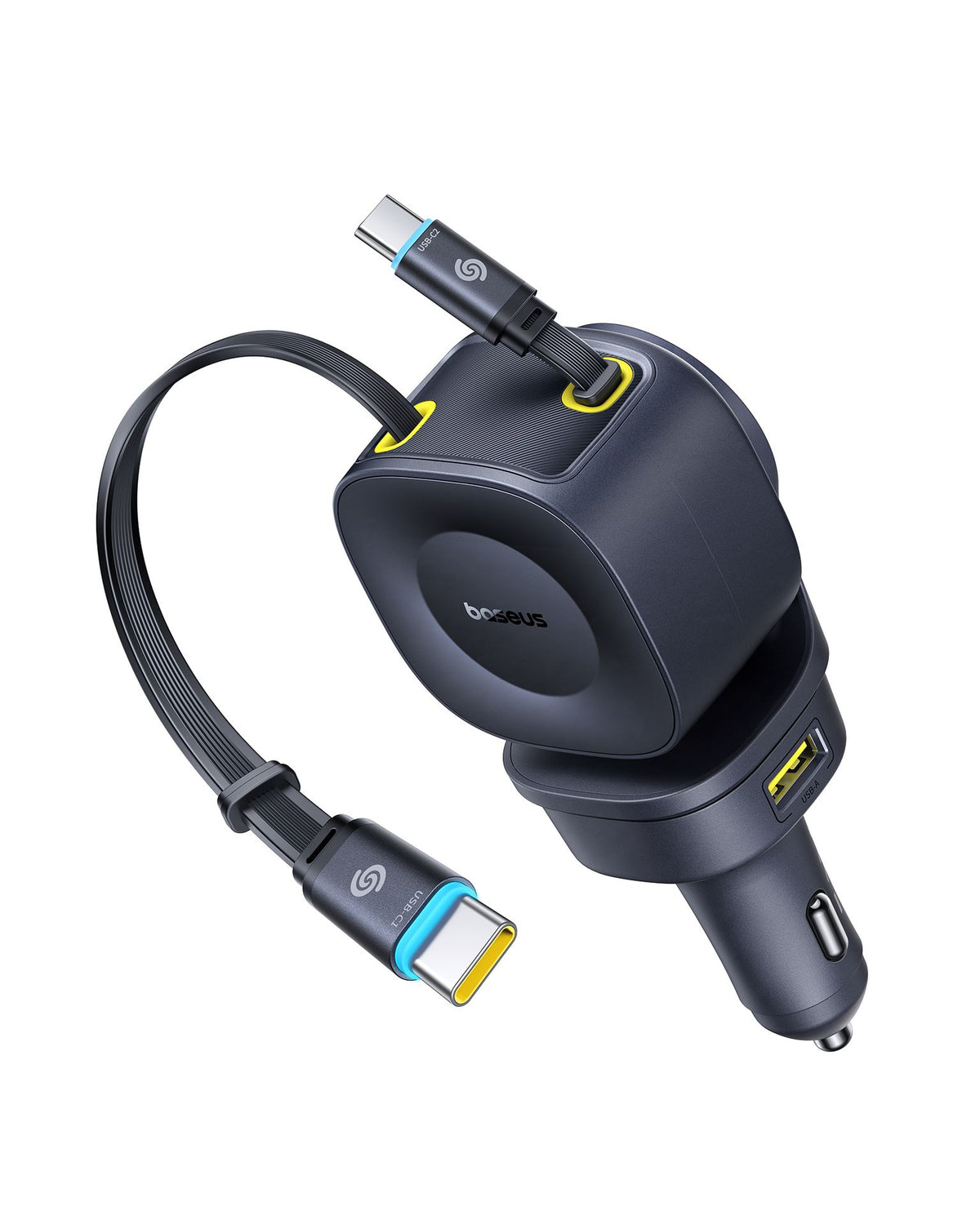 Baseus PrimeTrip VR2 Max شاحن سيارة 4 في 1 بكابلين قابلين للسحب 100 واط - أسود