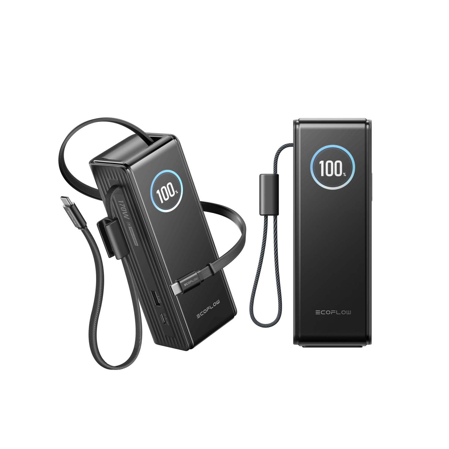 EcoFlow RAPID Power Bank (25,000mAh, 170W, 100W Built-In and Retractable Cables) - Black