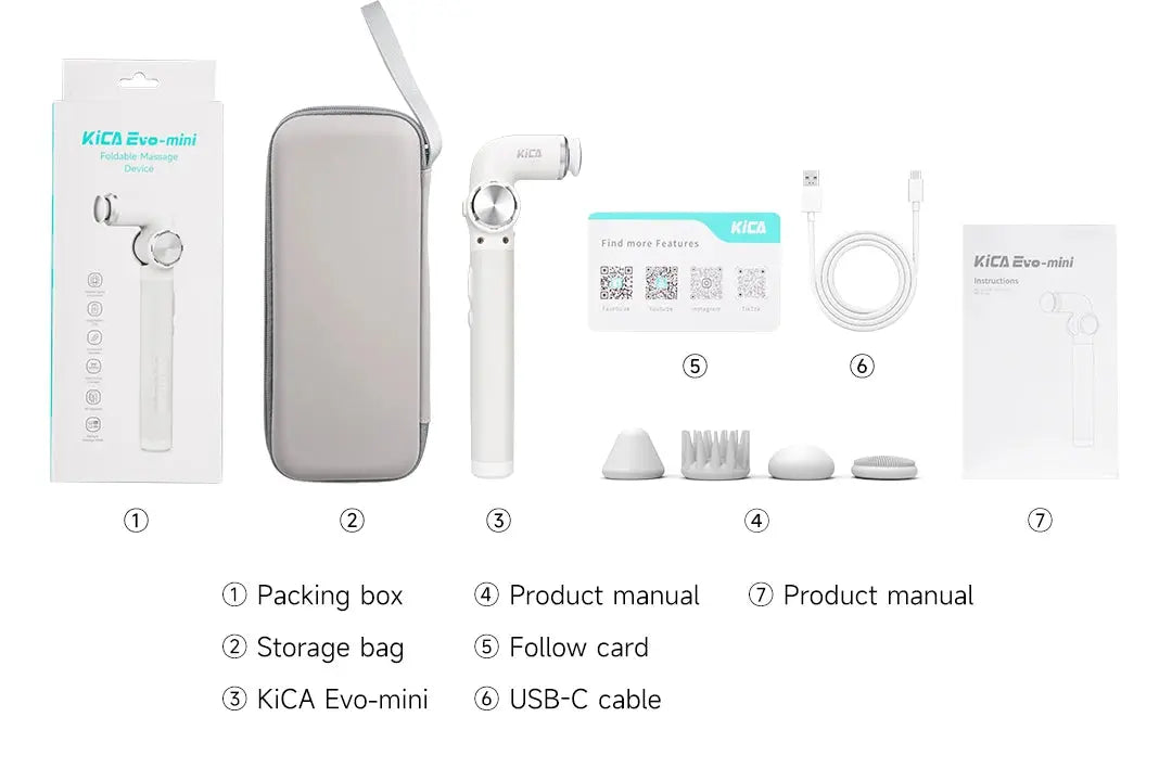 Kica Evo-mini Foldable Massage Device - White