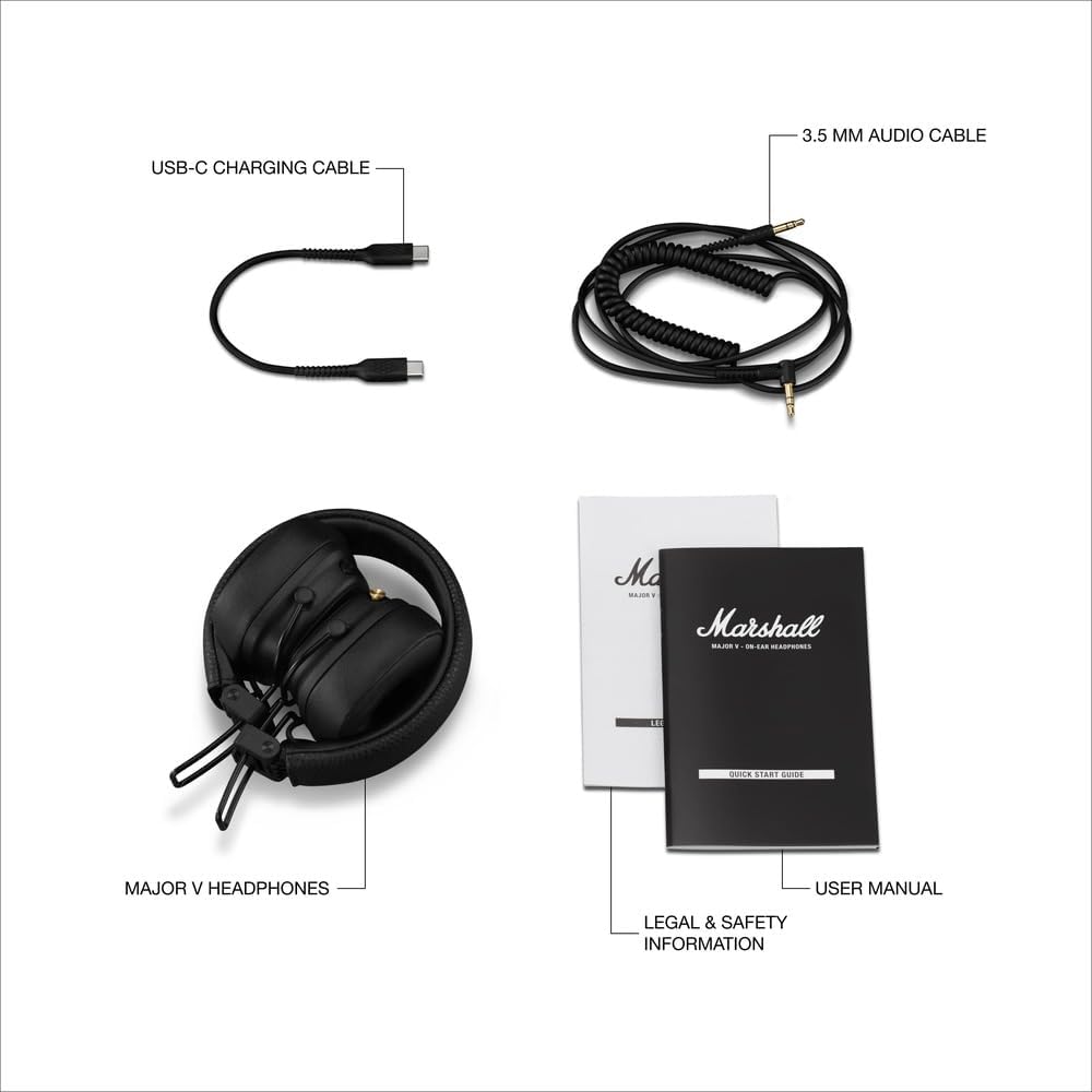 MARSHALL MAJOR V BT HEADPHONES BLACK -MAJOR V BT