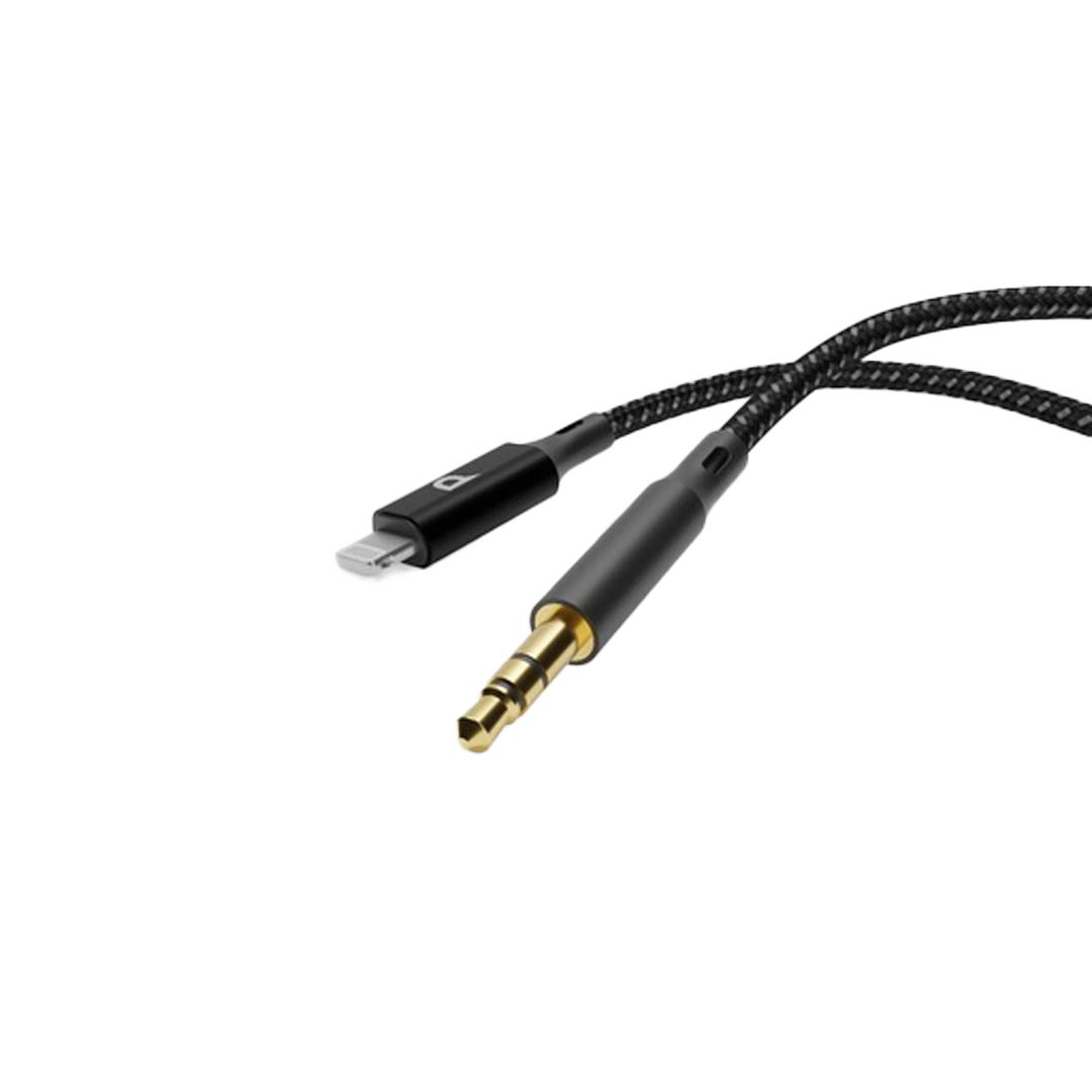 Powerology Braided AUX Lightning Audio Cable (1.2m/4ft) - PCAB004 - Black