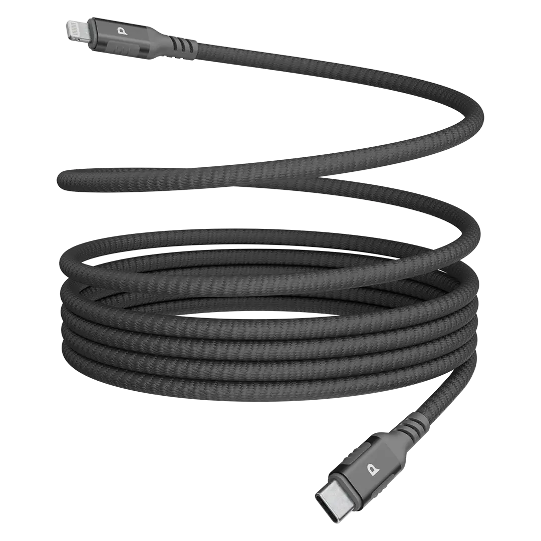Powerology كابل مالينكا ويف المغناطيسي USB-C إلى لايتنينج بطول 1.2 متر، يدعم الشحن السريع بقوة 30 واط - PCAB025GY - رمادي