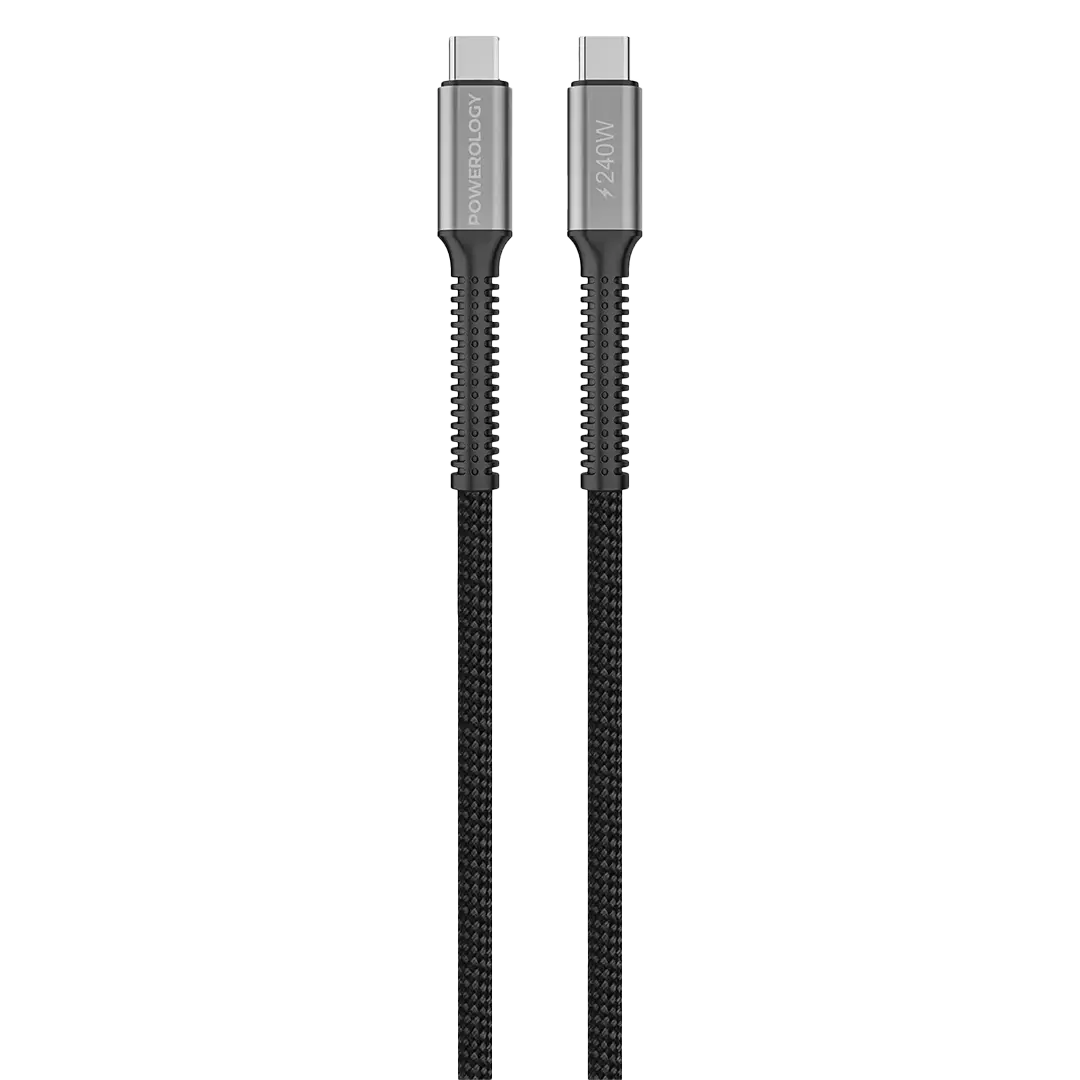 Powerology كابل USB-C مضفر من نوع USB-C إلى USB-C - PCAB033BK - أسود