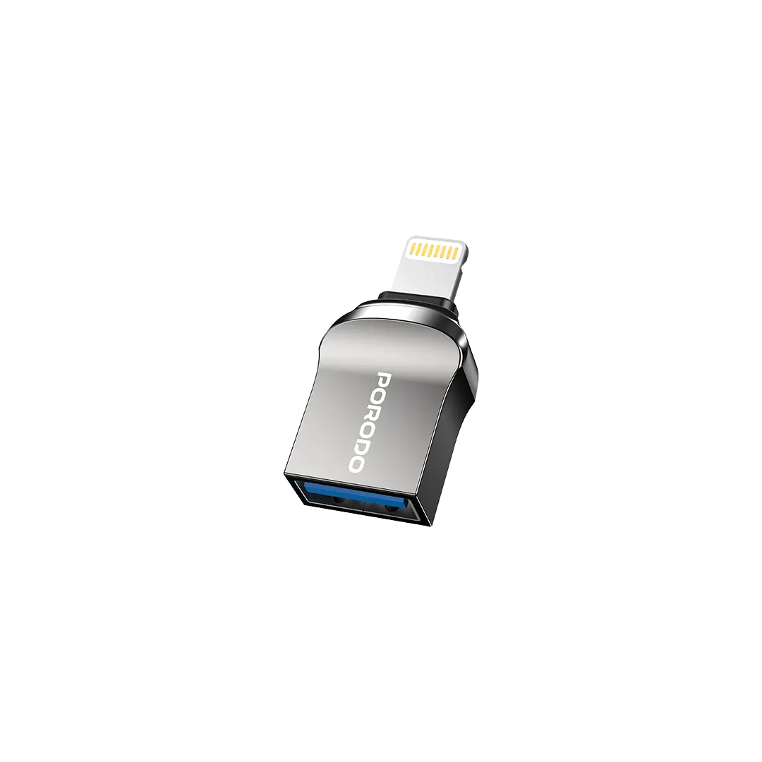 Porodo Lightning OTG Adapter - Zinc Alloy - PDCBL0024BK