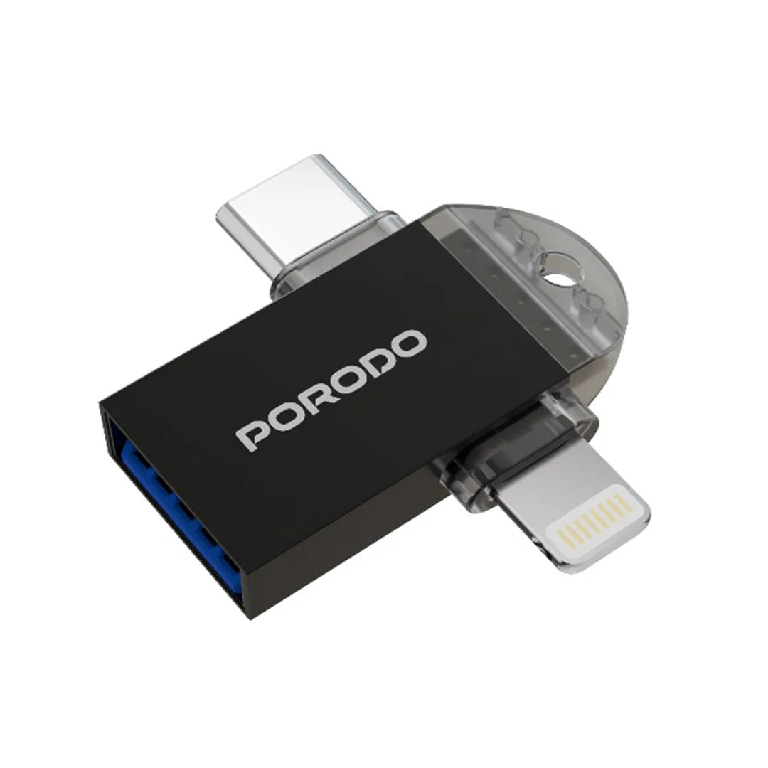 Porodo 3-in-1 OTG Adapter - PD-ETK08-BK