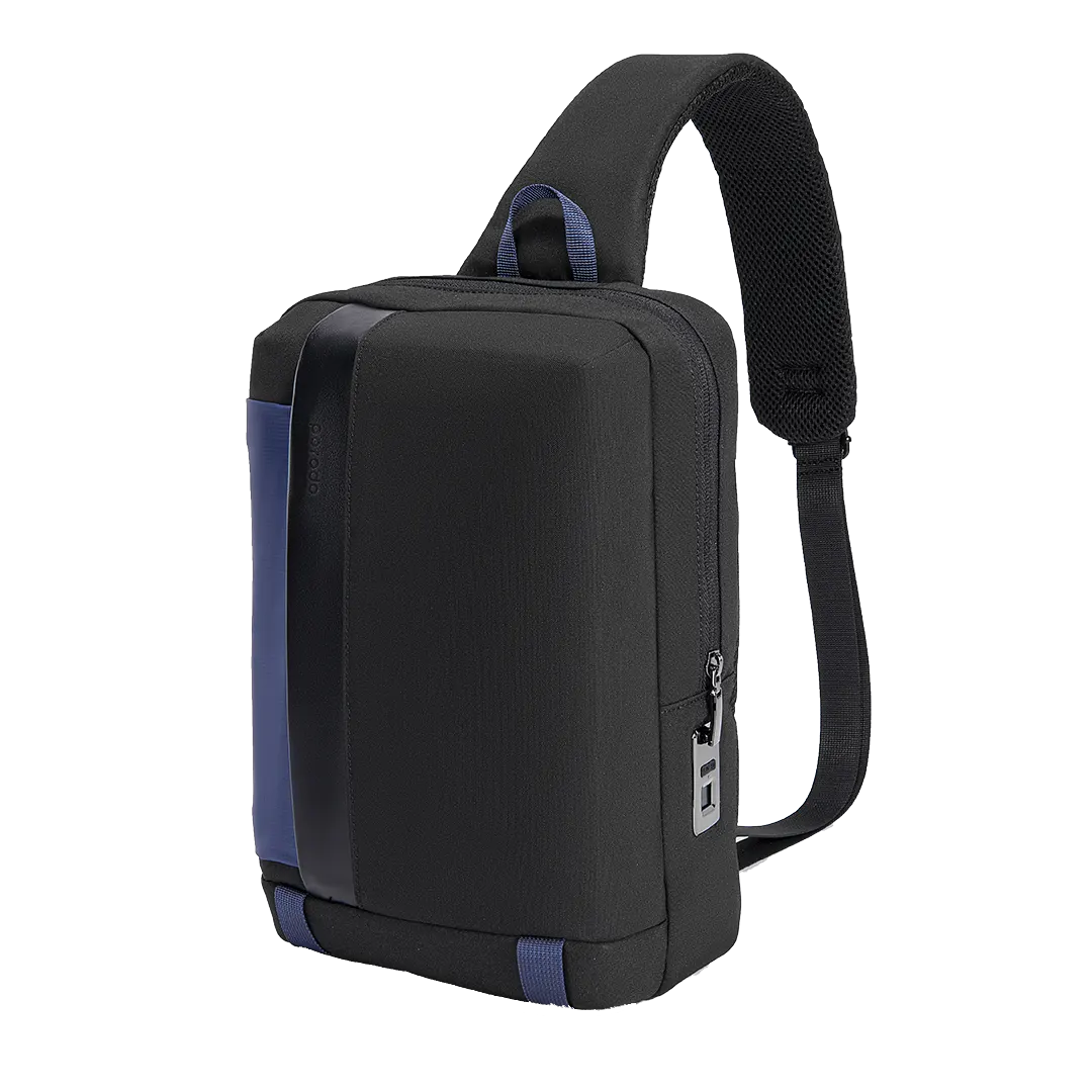 Porodo Lifestyle Cross Body Sling Bag With Fingerprint Lock - PD-LSSBFPL-BKBU