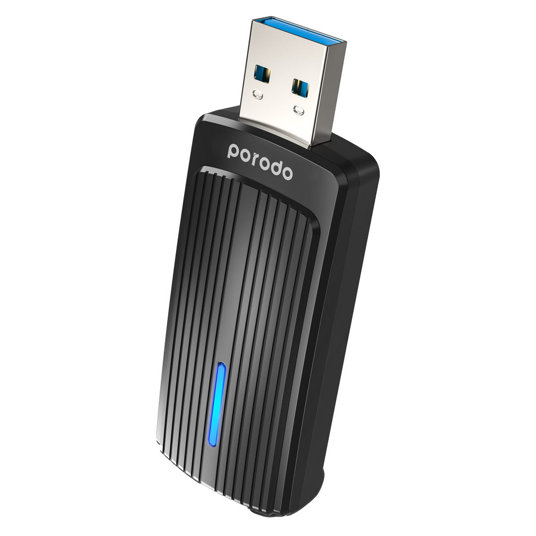 Porodo Dual Band WiFi Adapter Integrated Antenna High-Speed USB 3.0 - PD-WDB6AC-BK