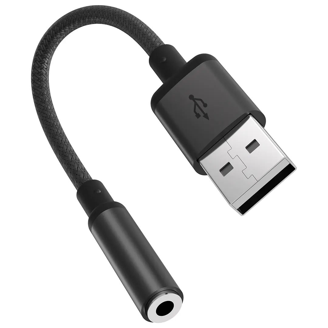 Porodo Audiolink Female 3.5mm to USB-A Audio Jack Adapter - PDCBL0041BK