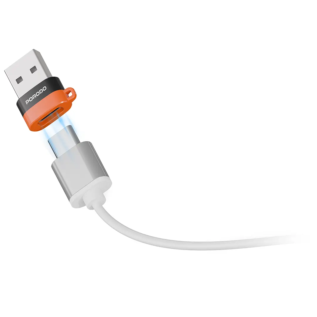 Porodo SnapCharge USB-A to USB-C Converter Power Charging and Data Transfer - PDETK17BKOG