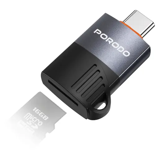 Porodo USB-C | OTG TF Card Reader - PDETK18BK
