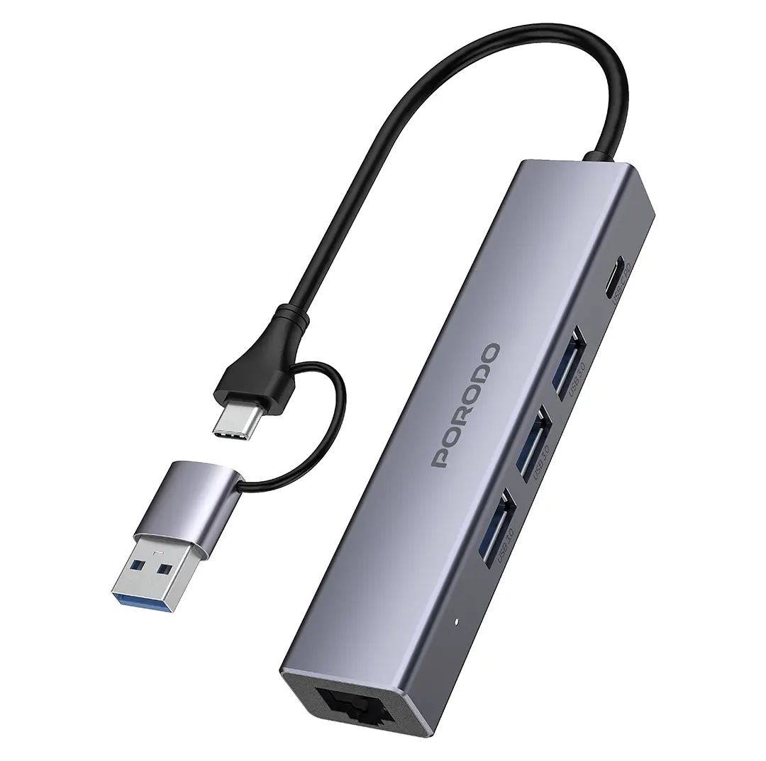 Porodo 5 IN 1 Multi Port Hub - PDIHRJ51GY