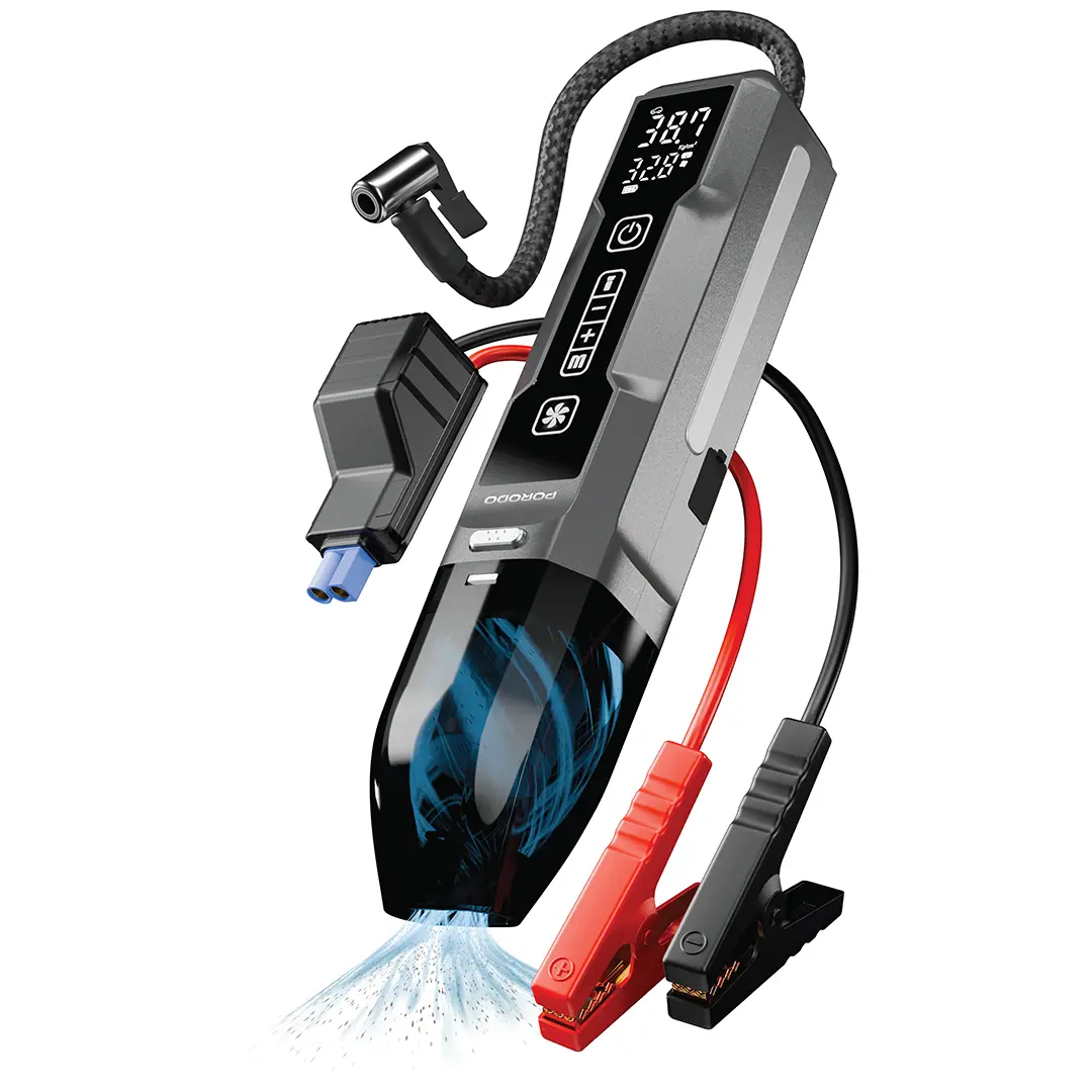 Porodo IGNATOV Jump Starter & Air Pump with Handheld Vacuum | USB-C Recharge - PDJS41BK