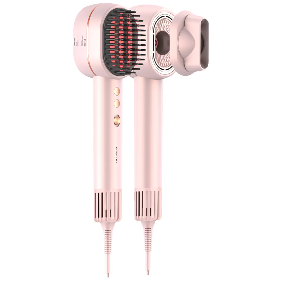 Porodo 2-In-1 Hair Dryer & Straightener Brush with Smart Temperature - PDLFSTAE581PK