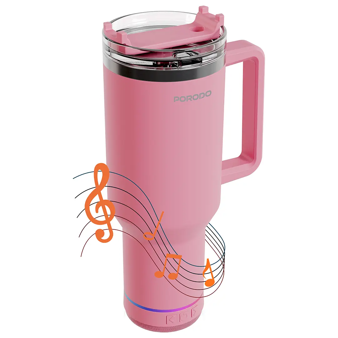 Porodo Lifestyle HydroTunes Bluetooth Speaker Tumbler With High-Quality Sound - PDLFSTBTBK
