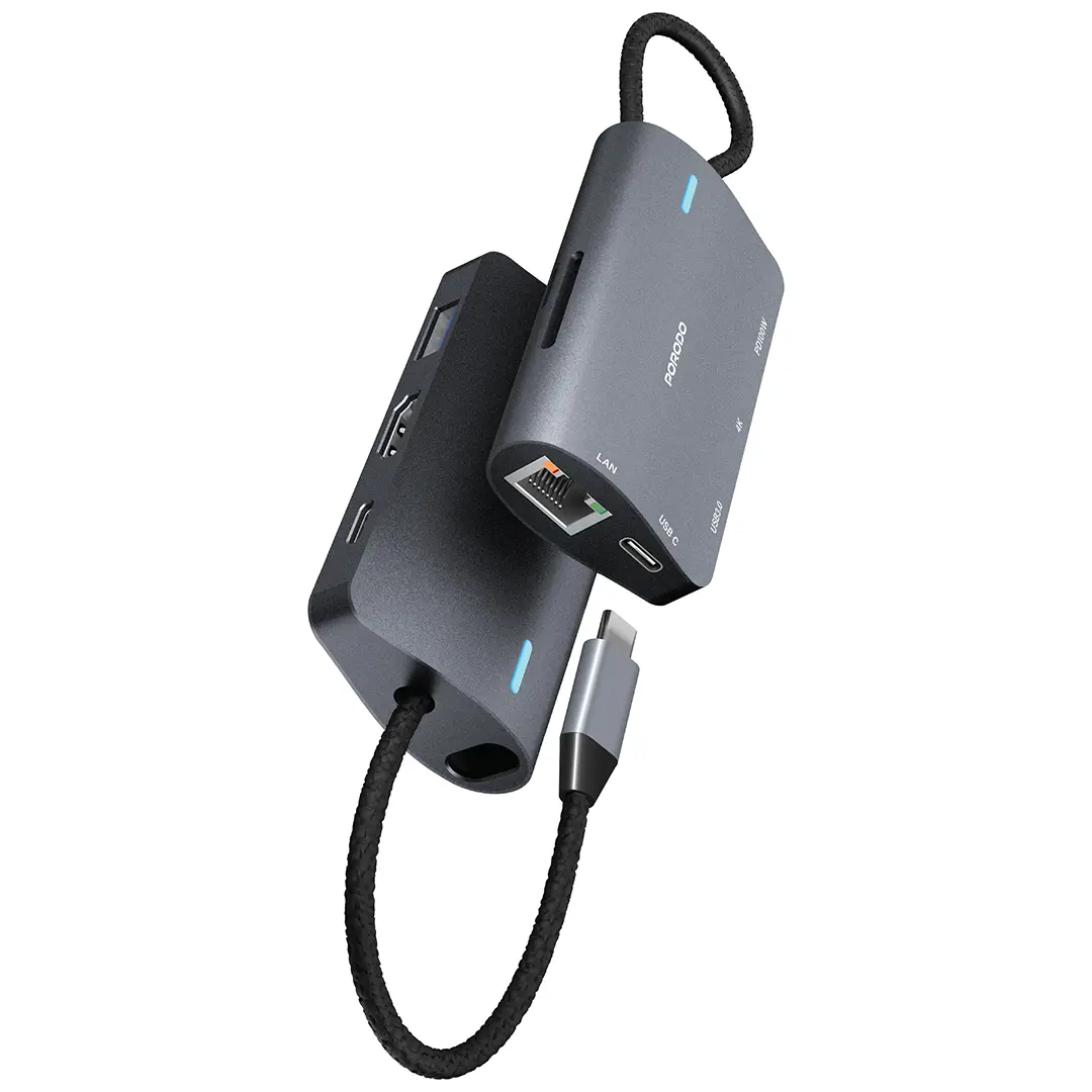 Porodo 7 IN 1 Multi Port USB-C Hub - PDRDS71GY
