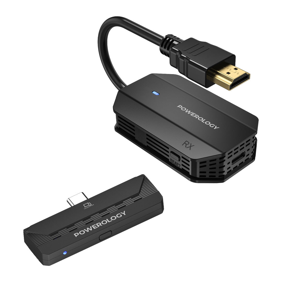 Powerology محول HDMI لاسلكي من النوع C للصوت والفيديو - PHDMACBK - أسود