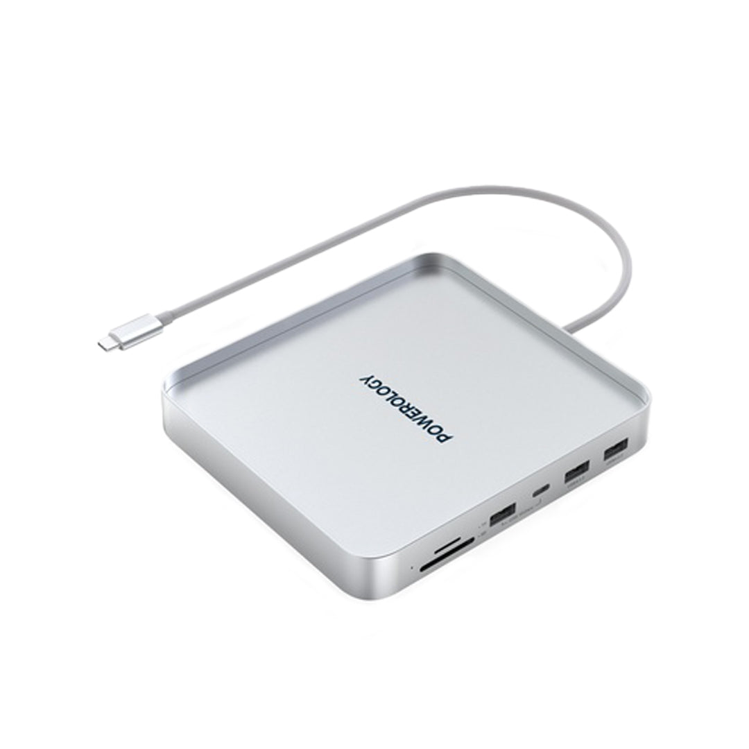 Powerology موزع USB-C متوافق مع iMac مقاس 24 بوصة مع حامل وحافظة SSD - PMSSDD - فضي