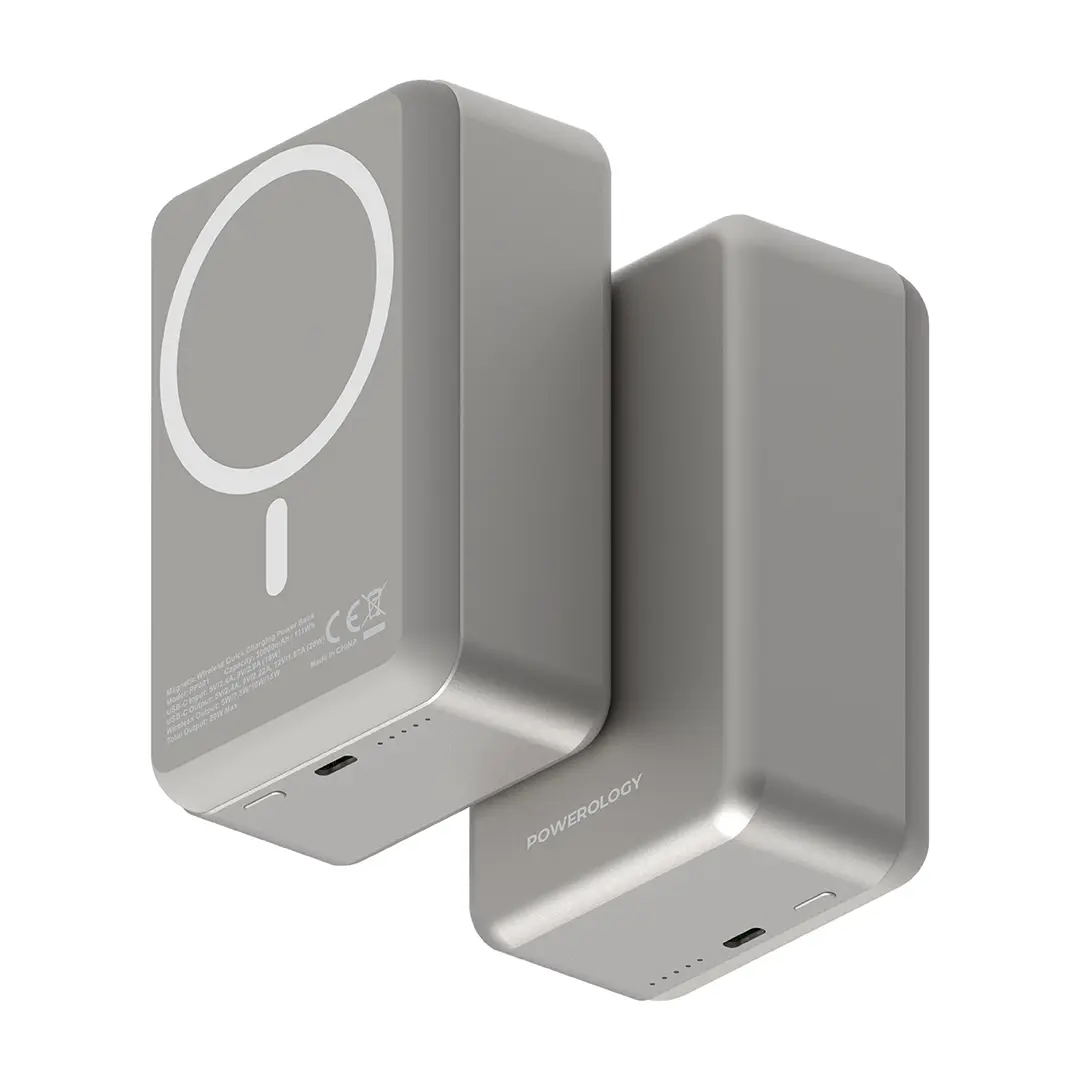 Powerology بنك طاقة MagSafe من الألومنيوم بسعة 30000 مللي أمبير - PPBCHA81-TI - تيتانيوم