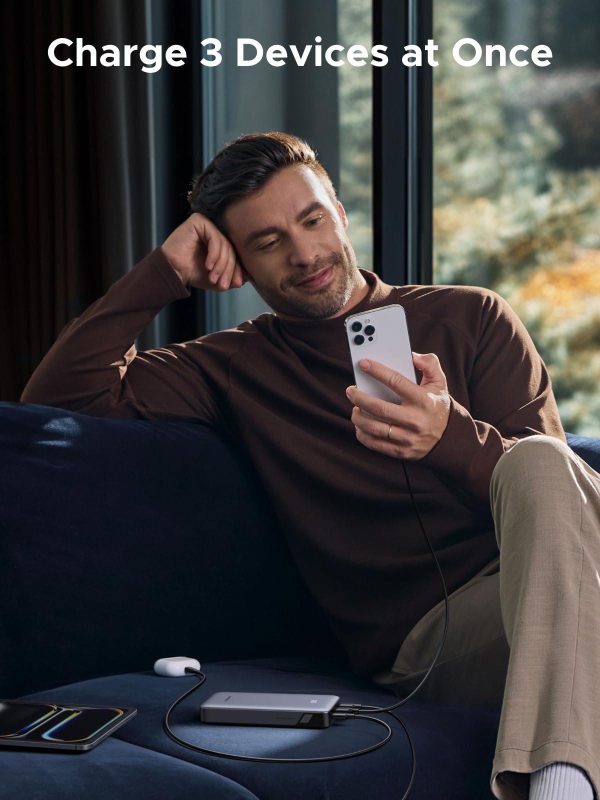UGREEN باور بانك 20000 مللي أمبير بمنفذين USB-C ومنفذ USB-A - PB532