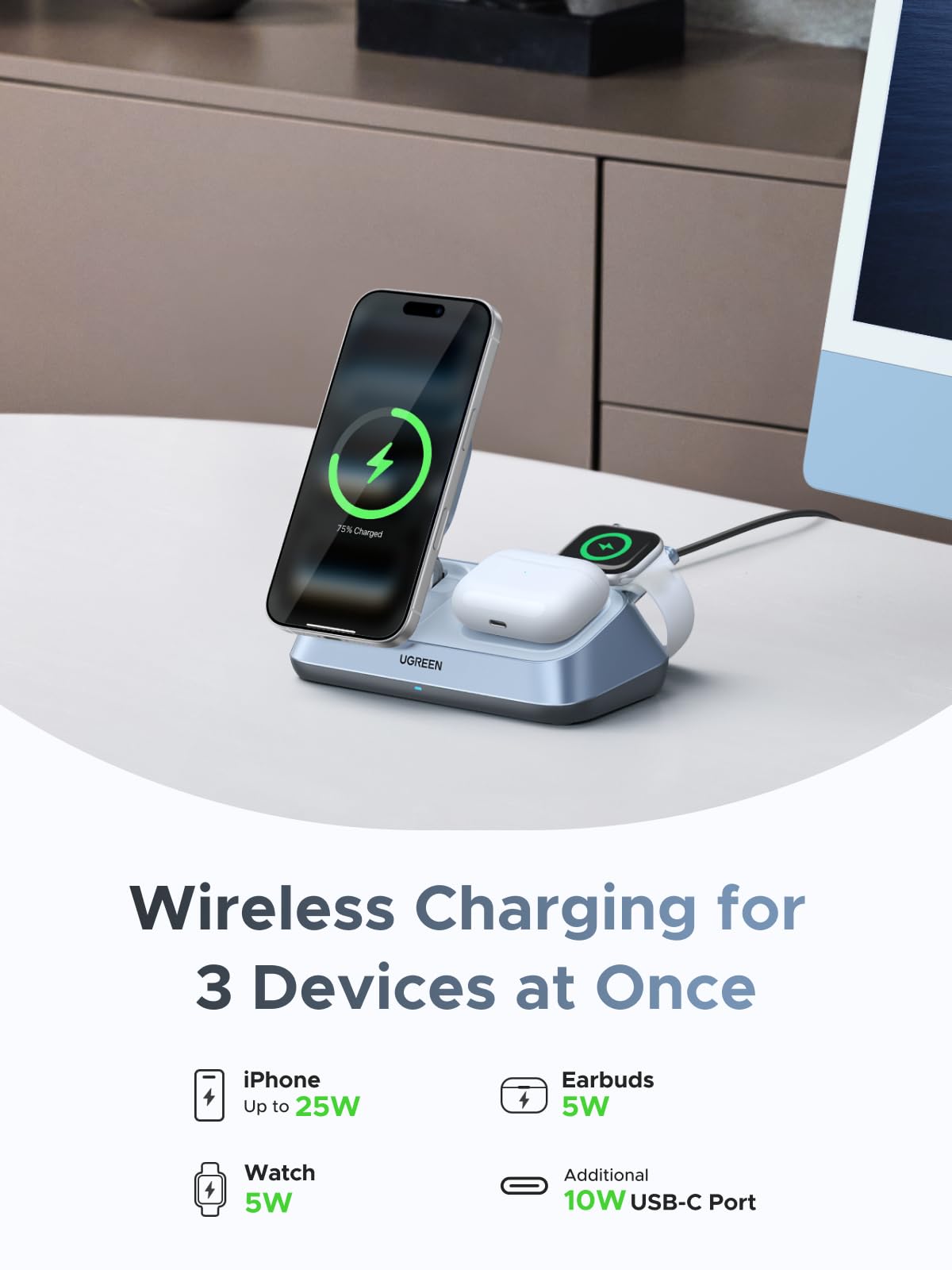 UGREEN W711 magnetic charger folded for travel