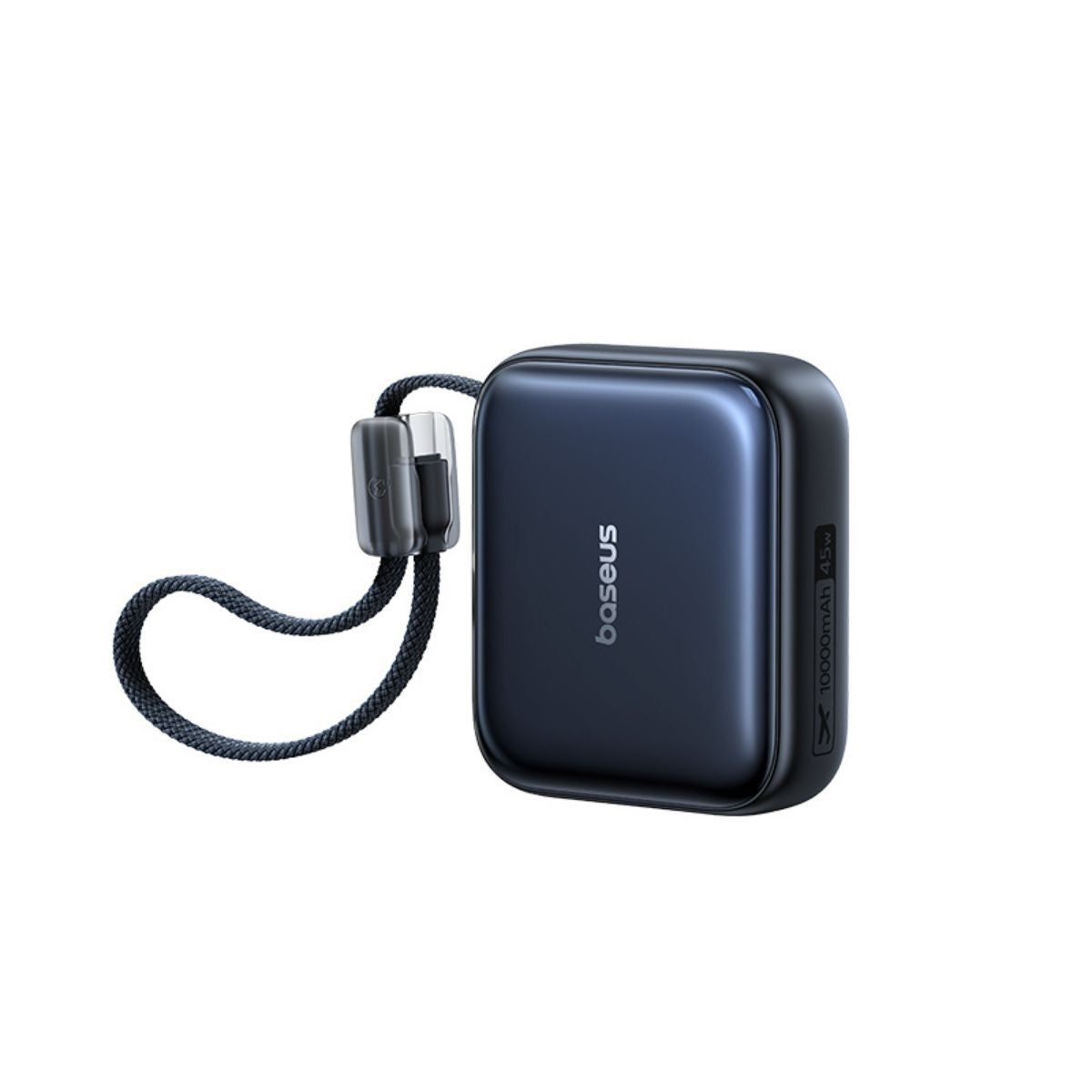 Baseus PicoGo AC22 باور بانك صغير جداً بكابل USB-C مدمج 10000 مللي أمبير 45 واط - أسود كوزمك