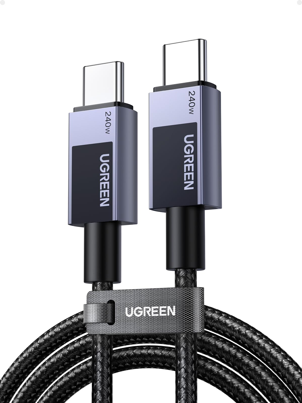 UGREEN كابل USB-C إلى USB-C مضفر 5A 240 واط أسود 2 متر - US535