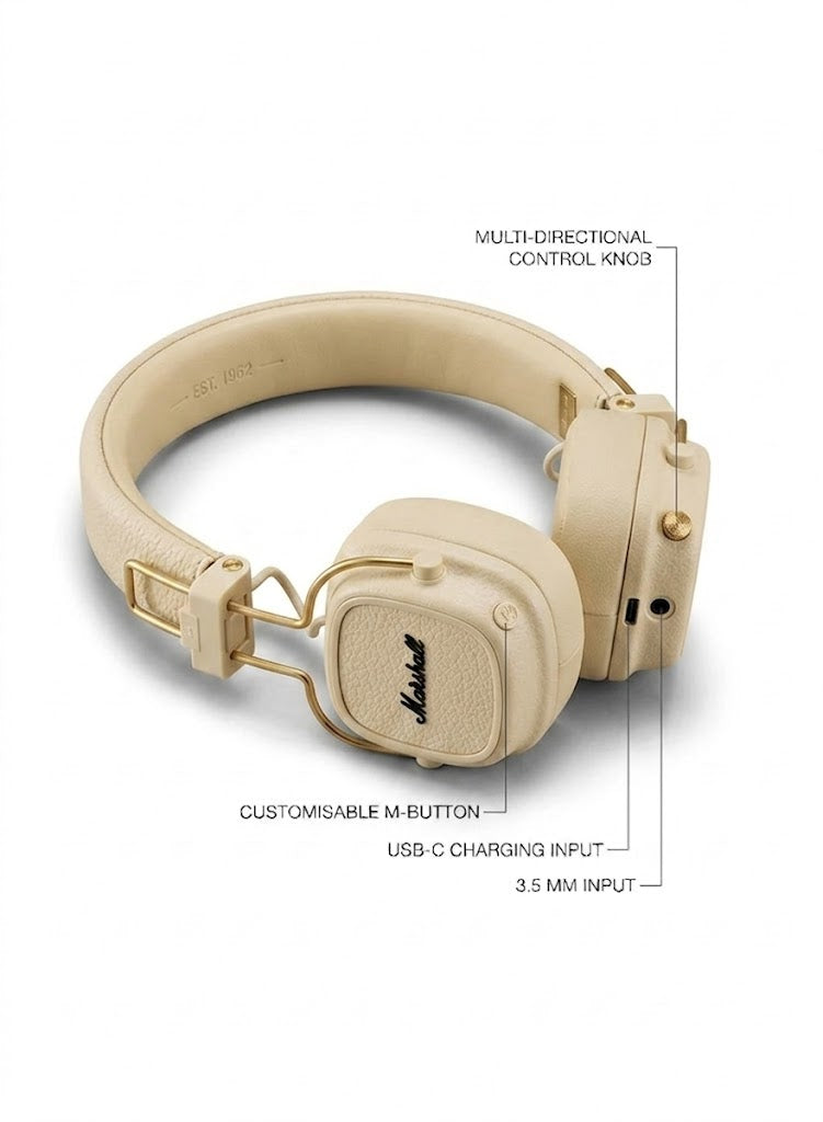 Marshall Major V Wireless Headphones-Cream - MAJORV-CRM