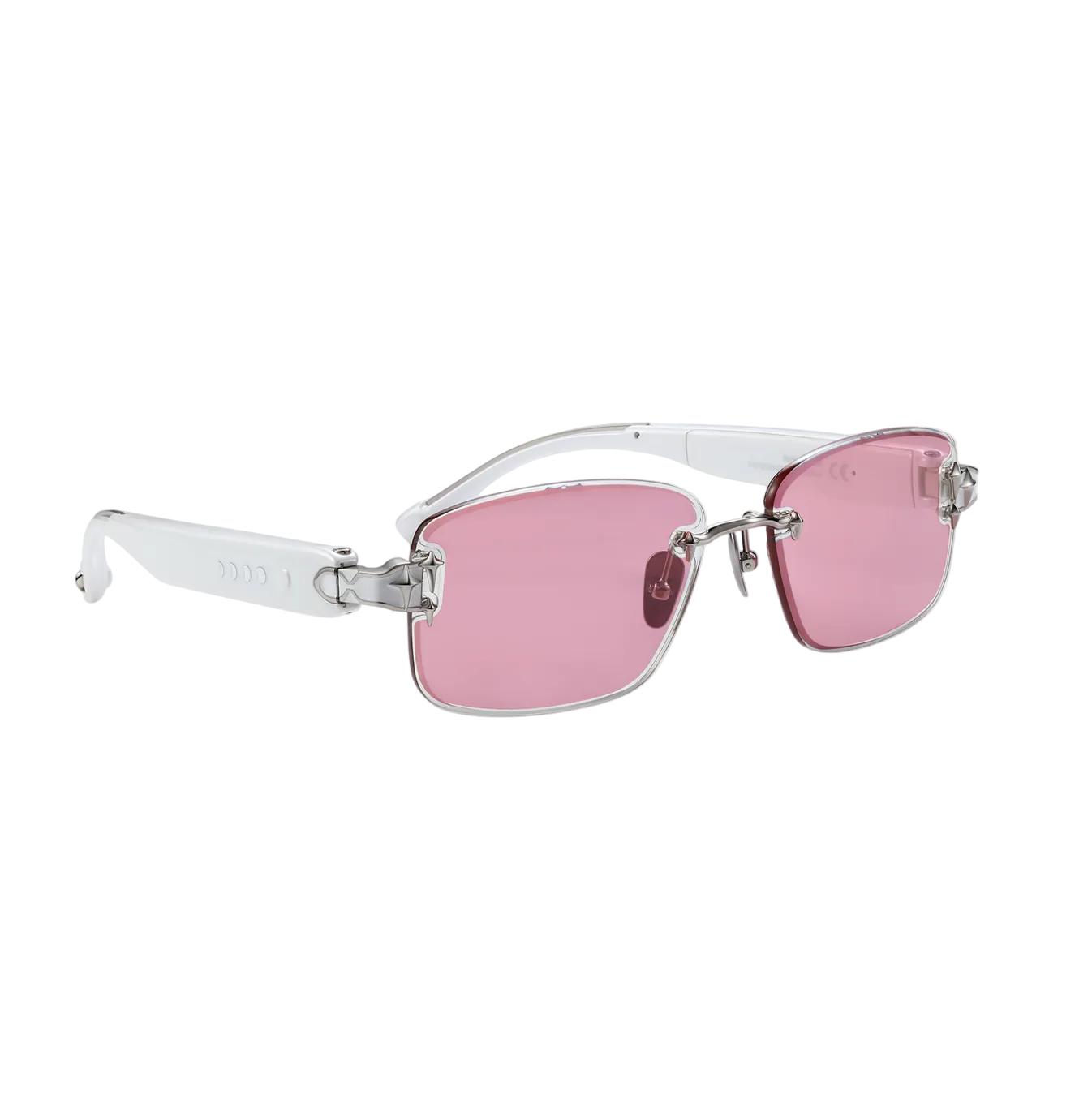 Chamelo Aura White Smart Glasses – Front View, White Frame with Built-in Speakers