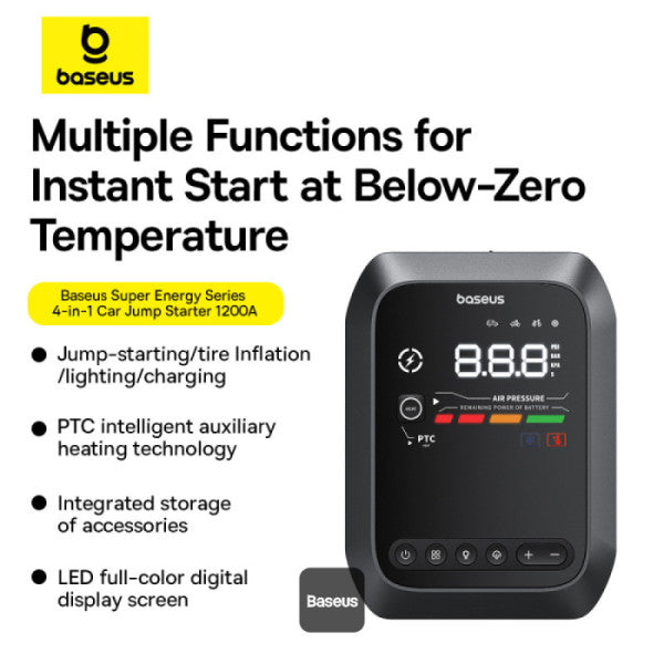 Baseus Super Energy 4-in-1 Car Jump Starter 1200A – Black