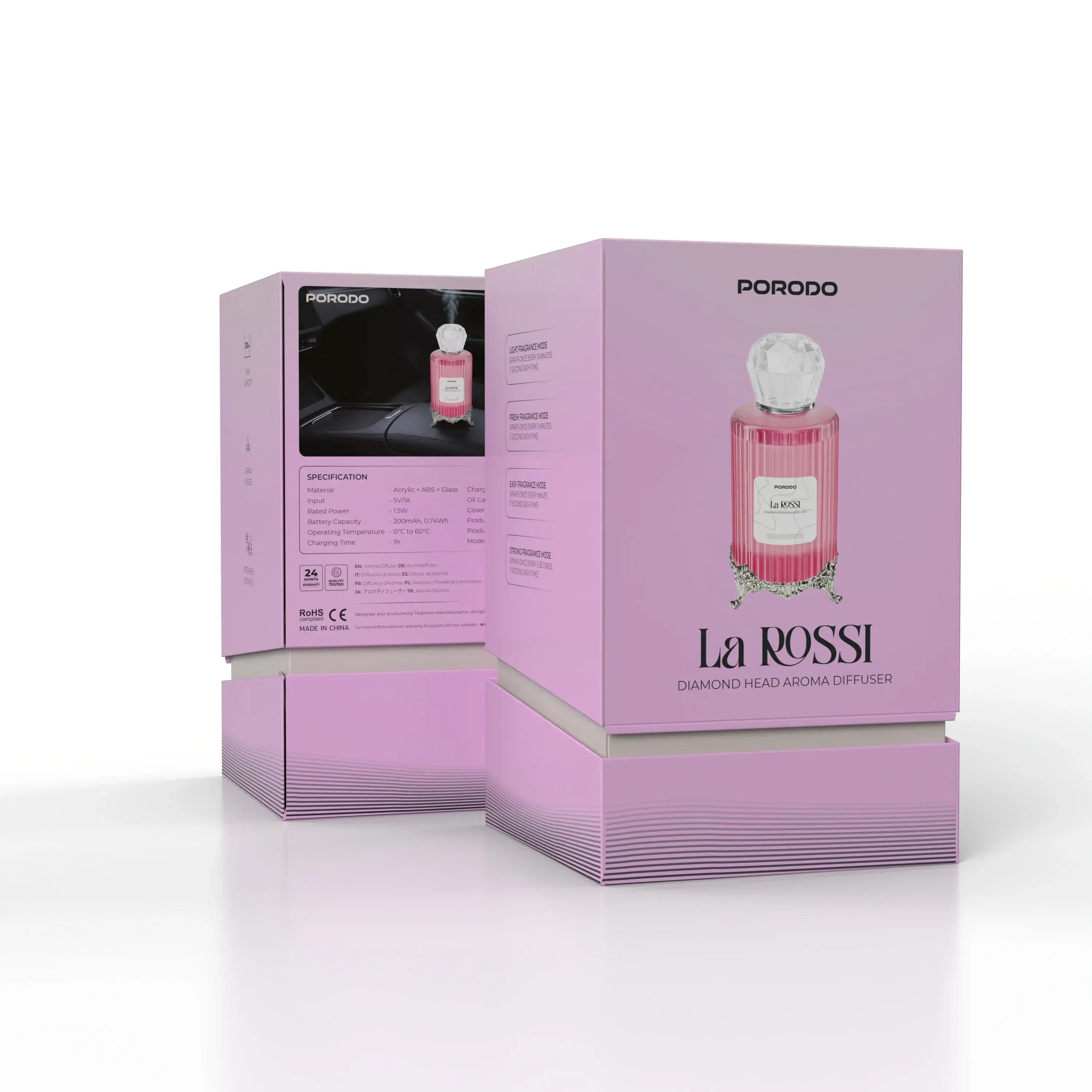 Porodo La Rossi Diamond Head Aroma Diffuser Pink