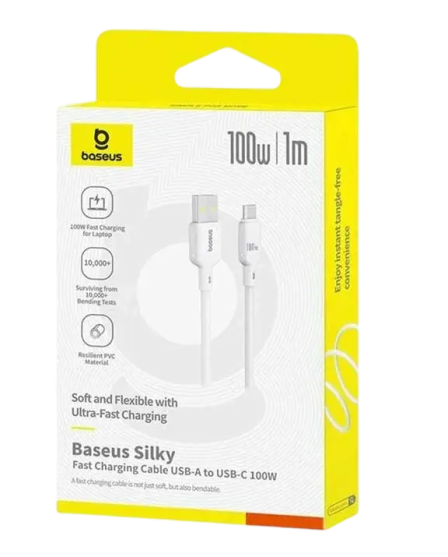 Baseus Foamed Silicone 1m USB-C to USB-C 100W Fast Charging Cable – White