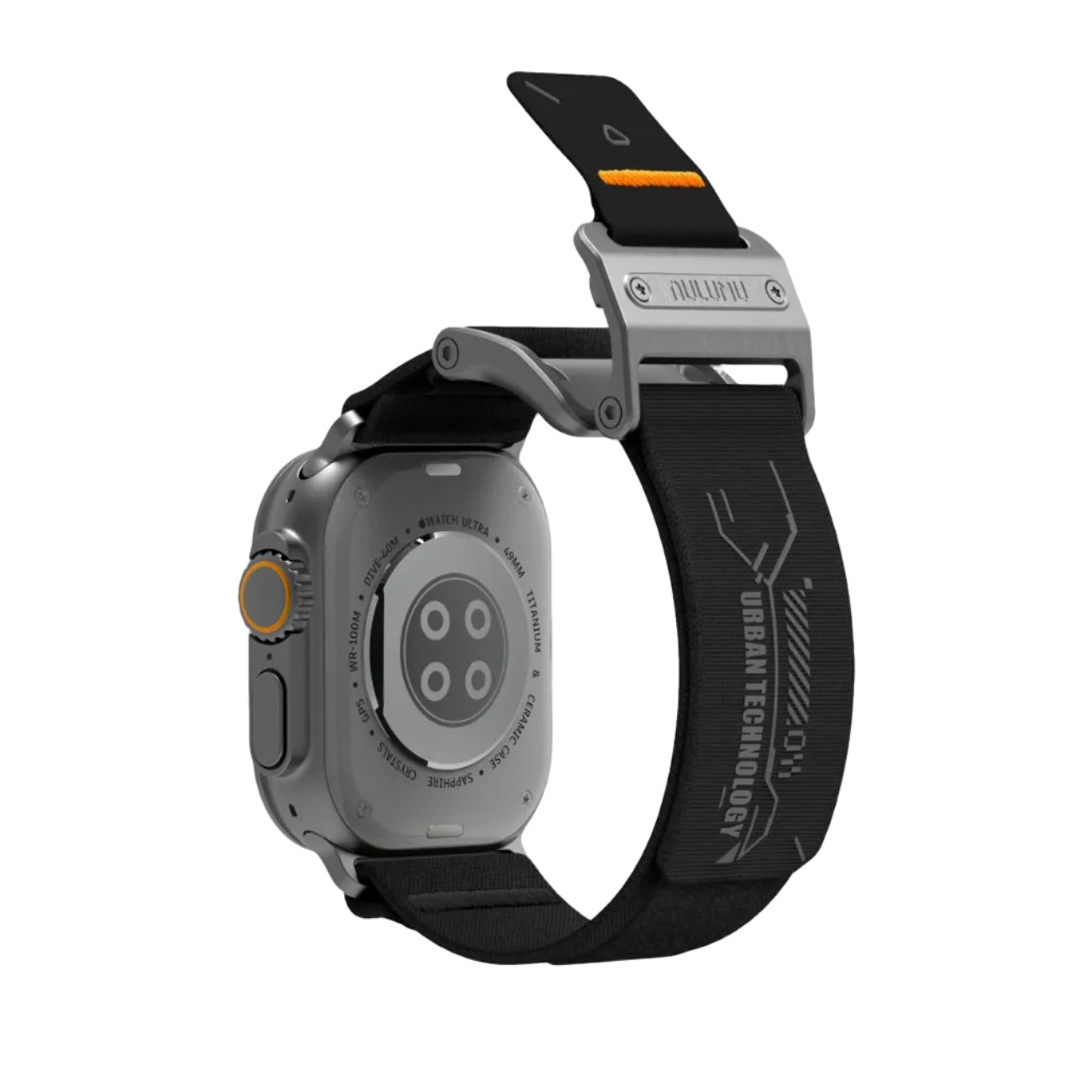 AULUMU A11 Mag Buckle Slim Band for Apple Watch 42/44/45/49mm - Classic Black and Silver Buckle