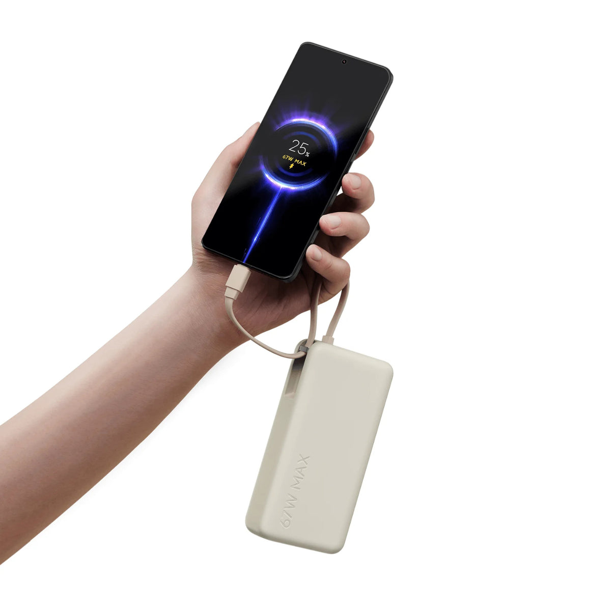 Xiaomi باور بانك 67 واط سعة 20000 (كابل مدمج) بني تان - BHR08O7GL